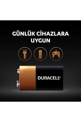 Duracell 6Lf22 MN1604 9 V Alkalin Kare Pil Tekli