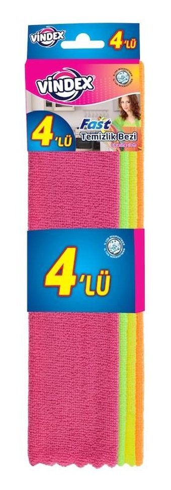 Vindex Fast 4'lü Mikrofiber Temizlik Bezi