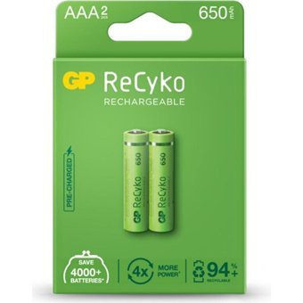 GP Recyko 650 Serisi LR03 1.2 V 650 mAh Ni-Mh AAA / İnce Kalem Şarjlı Pil 2'li
