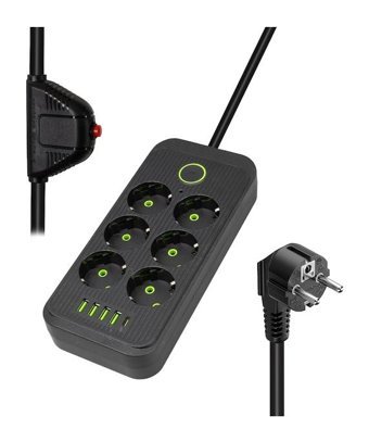 Vea Va-21563 6'lı 1.5 metre 5'li USB Kablolu Çiftli Akım Korumalı Priz
