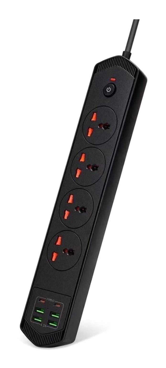 Pmr 4'lü 2 metre 4'lü USB Kablolu Çiftli Akım Korumalı Priz
