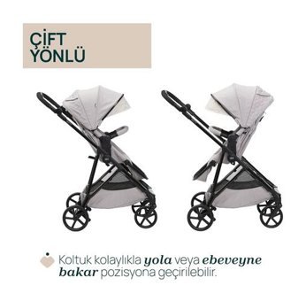 Chicco Florence Beıge Çift Yönlü Katlanabilir 360 Derece Dönen Tam Yatar Bebek Arabası Bej