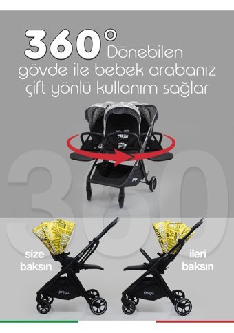 Prego Axis Çift Yönlü Katlanabilir 360 Derece Dönen Tam Yatar Bebek Arabası Yeşil