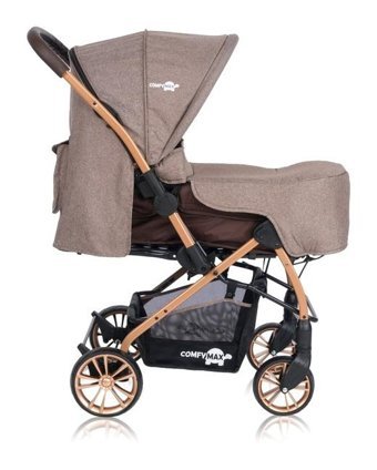 Comfymax Çift Yönlü Katlanabilir 360 Derece Dönen Tam Yatar Bebek Arabası Kahverengi