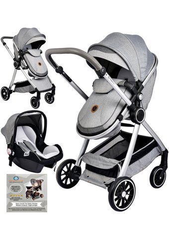 Baby Home 990 Neo Çift Yönlü Katlanabilir 360 Derece Dönen Tam Yatar Travel Sistem Bebek Arabası Gri