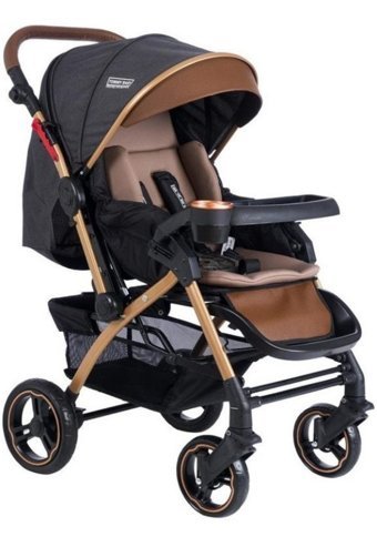Tommy Baby Tornado Plus Çift Yönlü Katlanabilir 360 Derece Dönen Tam Yatar Bebek Arabası Kahverengi