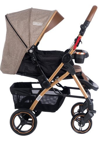 Tommy Baby Tornado Plus Çift Yönlü Katlanabilir 360 Derece Dönen Tam Yatar Bebek Arabası Kahverengi