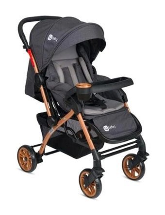 4 Baby AB-310 Çift Yönlü Katlanabilir 360 Derece Dönen Tam Yatar Bebek Arabası Antrasit
