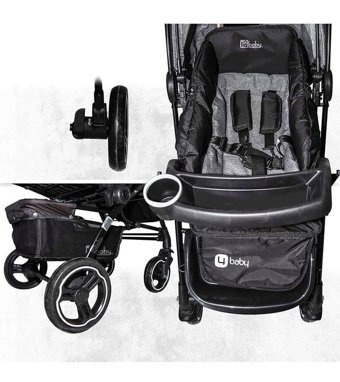 4 Baby Active Plus Çift Yönlü Katlanabilir 360 Derece Dönen Tam Yatar Bebek Arabası Kahverengi