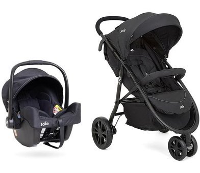 Joie Litetrax 3 Katlanabilir Tek Elle Kapanan 360 Derece Dönen Tam Yatar Travel Sistem Bebek Arabası Siyah