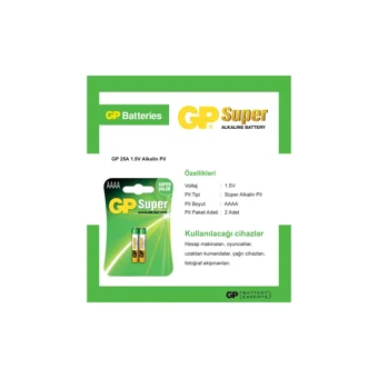 GP Super LR61 1.5 V Alkalin AAA / İnce Kalem Pil 2'li