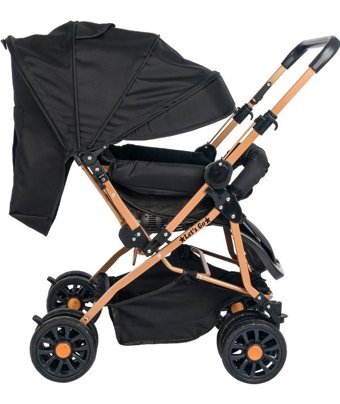 Let's Go Baby Çift Yönlü Katlanabilir 360 Derece Dönen Tam Yatar Bebek Arabası Altın-Siyah