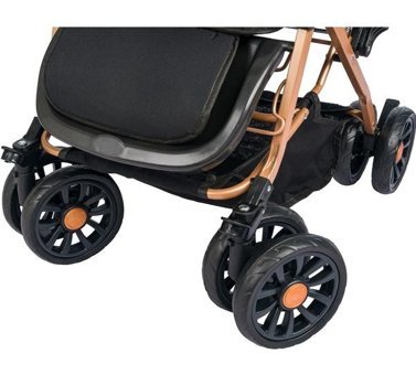 Let's Go Baby Çift Yönlü Katlanabilir 360 Derece Dönen Tam Yatar Bebek Arabası Altın-Siyah