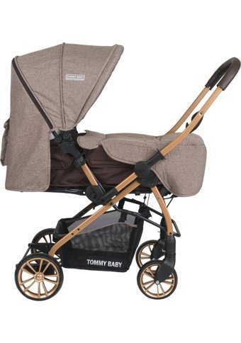 Tommy Baby TB-980 Çift Yönlü Katlanabilir 360 Derece Dönen Tam Yatar Puset Bebek Arabası Gri