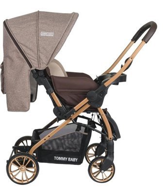 Tommy Baby TB-980 Çift Yönlü Katlanabilir 360 Derece Dönen Tam Yatar Puset Bebek Arabası Gri