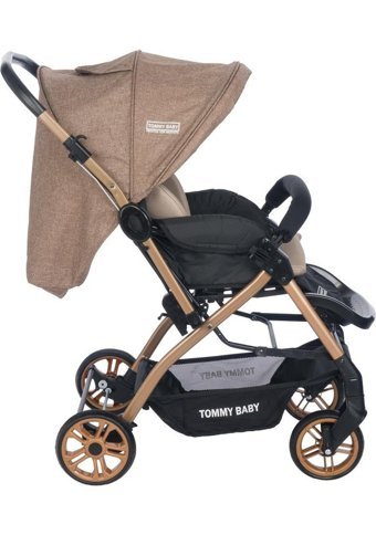Tommy Baby Cross Çift Yönlü Katlanabilir 360 Derece Dönen Tam Yatar Puset Bebek Arabası Kahverengi