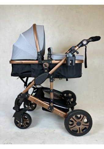 Perbebe Çift Yönlü Katlanabilir 360 Derece Dönen Tam Yatar Puset Bebek Arabası Gri