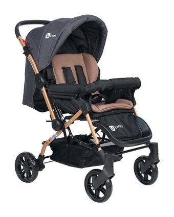 4 Baby AB-360 Çift Yönlü 360 Derece Dönen Tam Yatar Bebek Arabası Antrasit