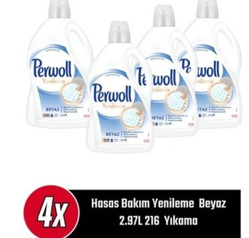 Perwoll Yenileme Çiçek Cazibesi Beyazlar İçin 216 Yıkama Sıvı Deterjan 4x2.97 lt