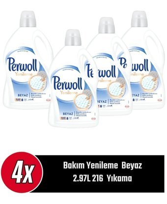 Perwoll Yenileme Çiçek Cazibesi Beyazlar İçin 216 Yıkama Sıvı Deterjan 4x2.97 lt