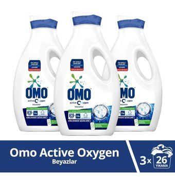 Omo Active Oxygen Beyazlar İçin 78 Yıkama Sıvı Deterjan 3x1.69 lt