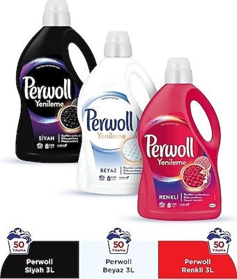 Perwoll Yenileme Hassas Bakım Tüm Renkler İçin 150 Yıkama Sıvı Deterjan 3x3 lt