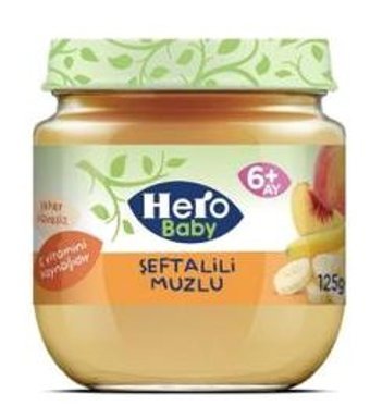 Hero Baby Glutensiz Muzlu Şeftali Kavanoz Maması 2x125 gr