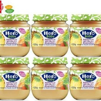 Hero Baby Tahıllı Glutensiz Ananaslı Kavanoz Maması 6x125 gr