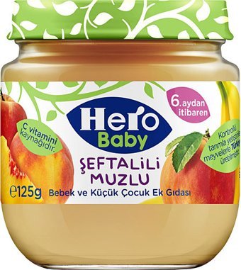 Hero Baby Tahılsız Glutensiz Muzlu Şeftali Kavanoz Maması 4x125 gr
