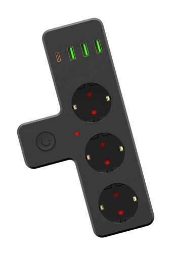 Coverzone 3'lü Soket 3'lü USB Kablosuz Dörtlü Akım Korumalı Priz