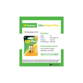 GP Ultra Gp1604Au MN1604 9 V Alkalin Kare Pil Tekli