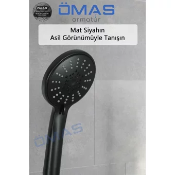 Ömas Otomasyon 5 Fonksiyonlu Tazyikli Yağmur El Duş Başlığı Siyah