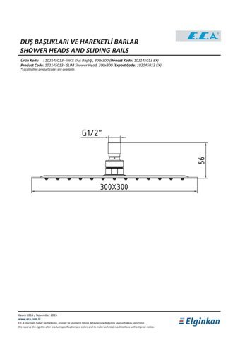 Eca 102145013 Çelik Ankastre Kare Yağmur Tepe Duş Başlığı Gümüş