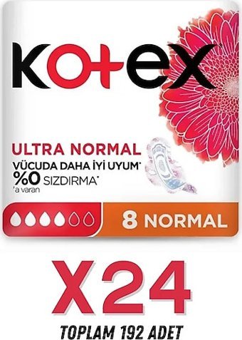Kotex Ultra İnce 8'li Hijyenik Ped 24 Adet