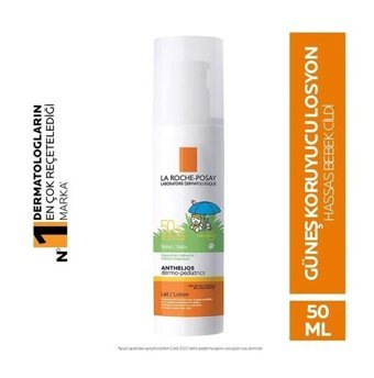 La Roche Posay Anthelios Lait 50 Faktör Hassas Ciltler İçin Suya Dayanıklı Parfümsüz Parabensiz Bebek Yüz ve Vücut Güneş Losyonu 50 ml