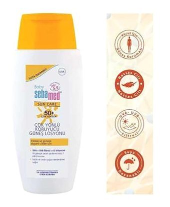 Sebamed 50 Faktör Tüm Ciltler İçin Yağsız Suya Dayanıklı Parabensiz Bebek Yüz ve Vücut Güneş Losyonu 150 ml
