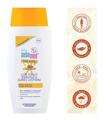 Sebamed Baby 50 Faktör Hassas Ciltler İçin Yağsız Suya Dayanıklı Parabensiz Bebek Yüz ve Vücut Güneş Losyonu 150 ml