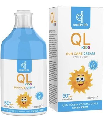 Quality Life 50 Faktör Hassas Ciltler İçin Yağsız Suya Dayanıklı Parabensiz Bebek Yüz ve Vücut Güneş Kremi 110 ml