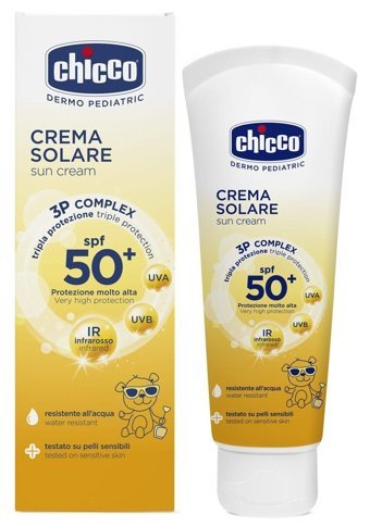 Chicco 50 Faktör Hassas Ciltler İçin Suya Dayanıklı Parfümsüz Parabensiz Bebek Yüz ve Vücut Güneş Kremi 75 ml