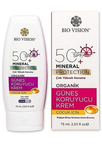 BioVision 50 Faktör Hassas Ciltler İçin Suya Dayanıklı Parfümsüz Parabensiz Bebek Yüz ve Vücut Güneş Kremi 75 ml