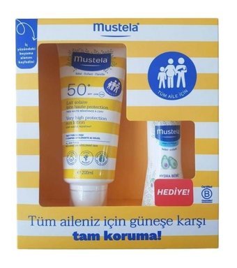 Mustela 50 Faktör Atopiye Eğilimli Cilt İçin Yağsız Suya Dayanıklı Parfümsüz Parabensiz Bebek Yüz ve Vücut Güneş Losyonu 200 ml