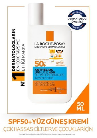La Roche Posay Anthelios 50 Faktör Hassas Ciltler İçin Suya Dayanıklı Parfümsüz Parabensiz Bebek Yüz ve Vücut Güneş Kremi 50 ml