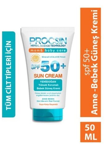 Procsin Baby 50 Faktör Hassas Ciltler İçin Suya Dayanıklı Bebek Güneş Kremi 50 ml