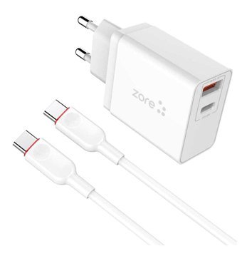 Zore ZR-X2 Universal Type-C Kablolu 22 W Hızlı Şarj Aleti Beyaz