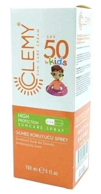 Clemy 50 Faktör Tüm Ciltler İçin Suya Dayanıklı Bebek Yüz ve Vücut Güneş Kremi 150 ml