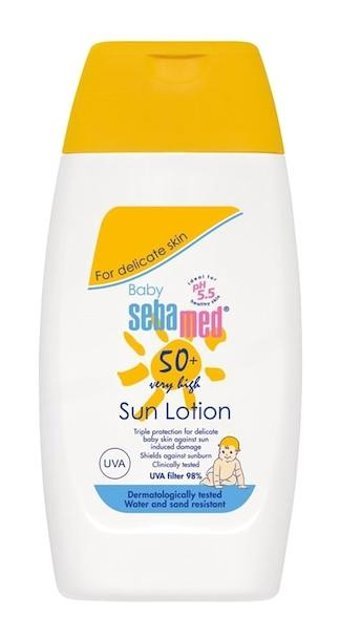 Sebamed 50 Faktör Hassas Ciltler İçin Yağsız Suya Dayanıklı Parabensiz Bebek Yüz ve Vücut Güneş Losyonu 150 ml