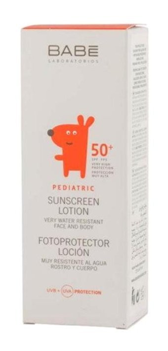 Babe Laboratorios Pediatrik 50 Faktör Hassas Ciltler İçin Yağsız Suya Dayanıklı Parfümsüz Bebek Yüz ve Vücut Güneş Losyonu 100 ml