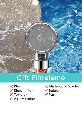 Benefse Plastik Tazyikli Arıtmalı Tasarruflu Sprey El Duş Başlığı Gümüş Turuncu