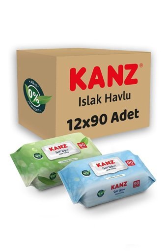 Kanz 90 Yaprak 12'li Paket Islak Mendil