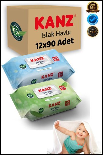 Kanz Naturel 90 Yaprak 12'li Paket Islak Mendil